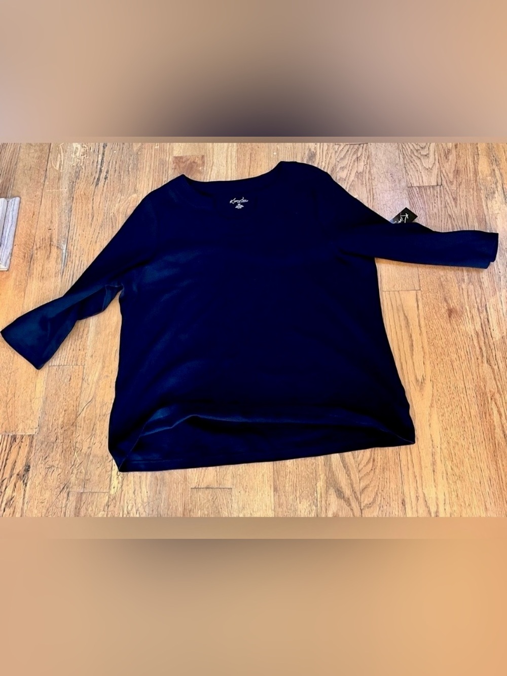 Kim Rogers 2X Black 3/4 Sleeve Top NWT - 100% Cotton Knit Pullover Comfort Shirt